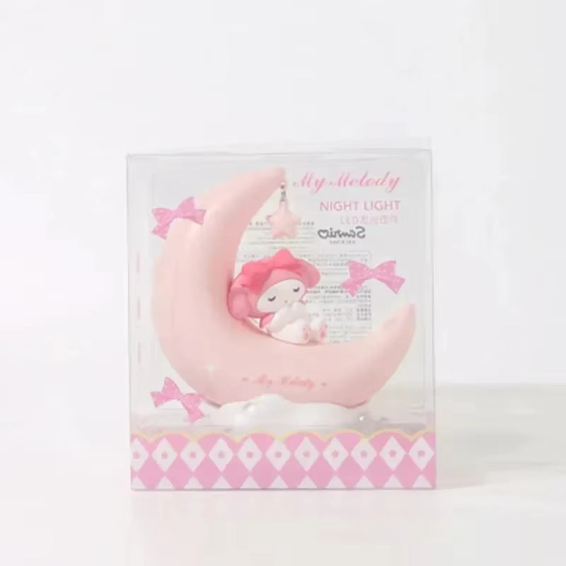 Genuine Sanrio Night Light Cinnamoroll Kuromi Kawaii Animation Soft Warm Light Decoration LED Bedside Lamp USB